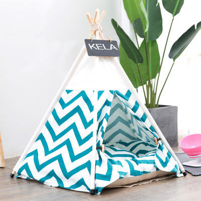 Caseta Desmontable para Mascotas con Diseño de Rayas - Refugio Portátil para Perros y Gatos - Image 3