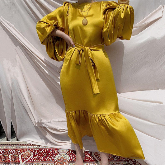 Kaftan Abaya Eid Mubarak Lujo Islámico para Mujer - Vestido Tradicional Dubai Turquía