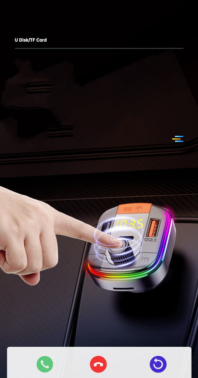 Reproductor MP3 Bluetooth para Auto con Luz Ambiente LED y Cargador Rápido QC3.0 - Image 10