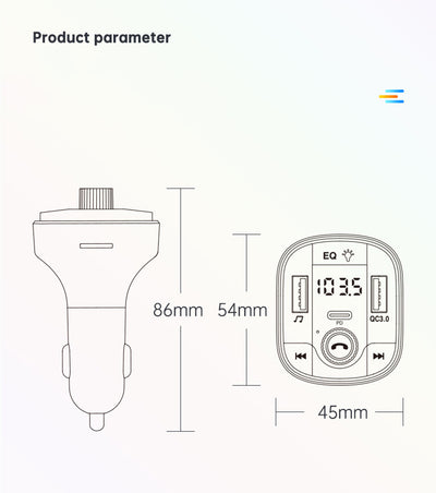 Reproductor MP3 Bluetooth para Auto con Luz Ambiente LED y Cargador Rápido QC3.0 - Image 11