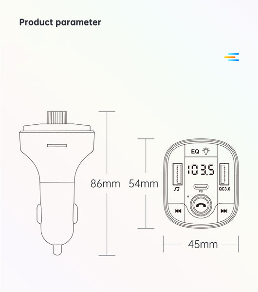 Reproductor MP3 Bluetooth para Auto con Luz Ambiente LED y Cargador Rápido QC3.0 - Image 11