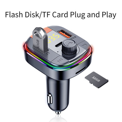 Reproductor MP3 Bluetooth para Auto con Luz Ambiente LED y Cargador Rápido QC3.0 - Image 18