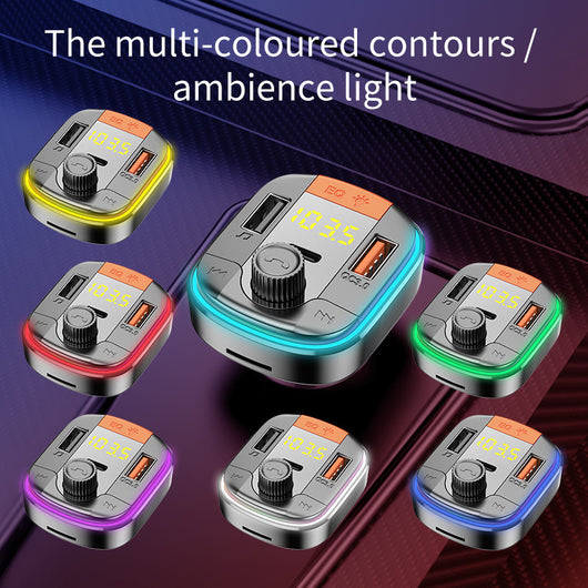 Reproductor MP3 Bluetooth para Auto con Luz Ambiente LED y Cargador Rápido QC3.0 - Image 3