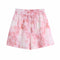 Shorts Tie Dye Cintura Alta Ajustado Estilo Hipster Urbano