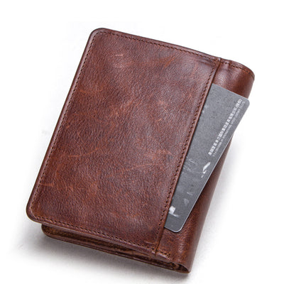 Billetera Multifuncional de Cuero Crazy Horse para Hombre - Image 9