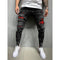 Men's Ripped Slim Fit Jeans with Patches - Ankle-Length Stretch