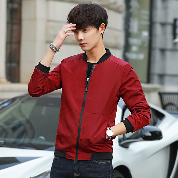 Chaqueta Casual Slim Fit Cuello Mao Estilo Béisbol Hombre