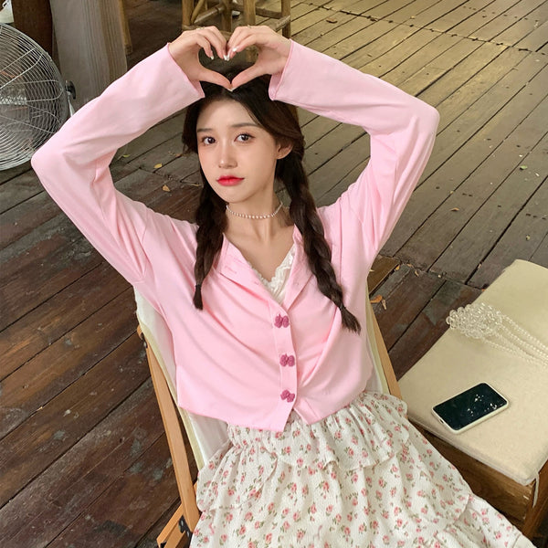 Blusa Fresca de Manga Larga Protección Solar Estilo Japonés Minimalista