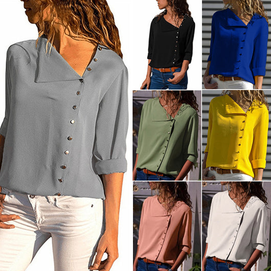 Blusa de Cuello Oblicuo Asimétrico con Manga Larga - Image 11