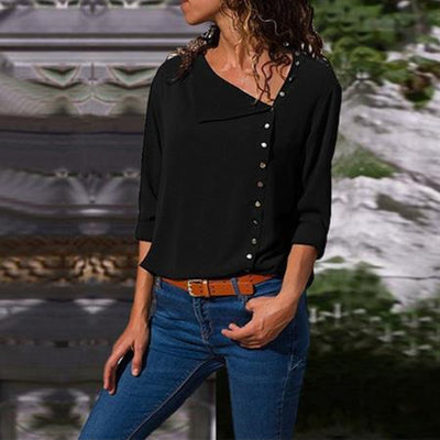 Blusa de Cuello Oblicuo Asimétrico con Manga Larga - Image 13