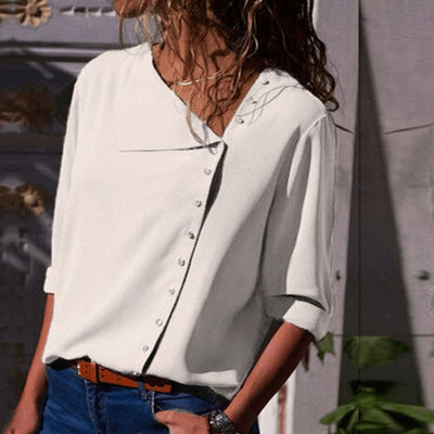 Blusa de Cuello Oblicuo Asimétrico con Manga Larga - Image 15