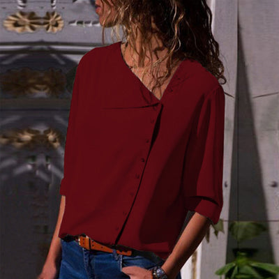 Blusa de Cuello Oblicuo Asimétrico con Manga Larga - Image 17