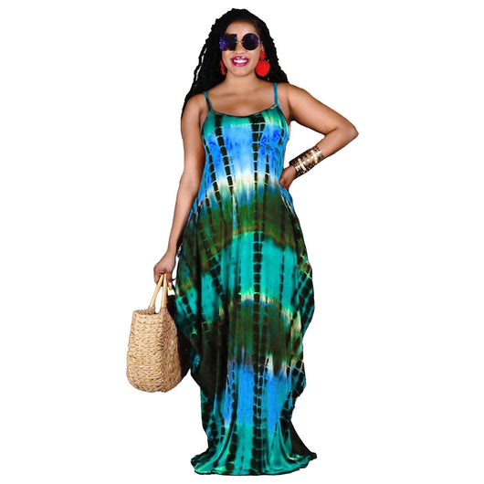 Vestido Largo Tie-Dye Suelto con Tirantes y Bolsillos - Image 9