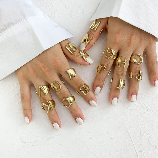 Anillo Ajustable de Letras Iniciales en Oro - Diseño Personalizado Abierto - Image 15