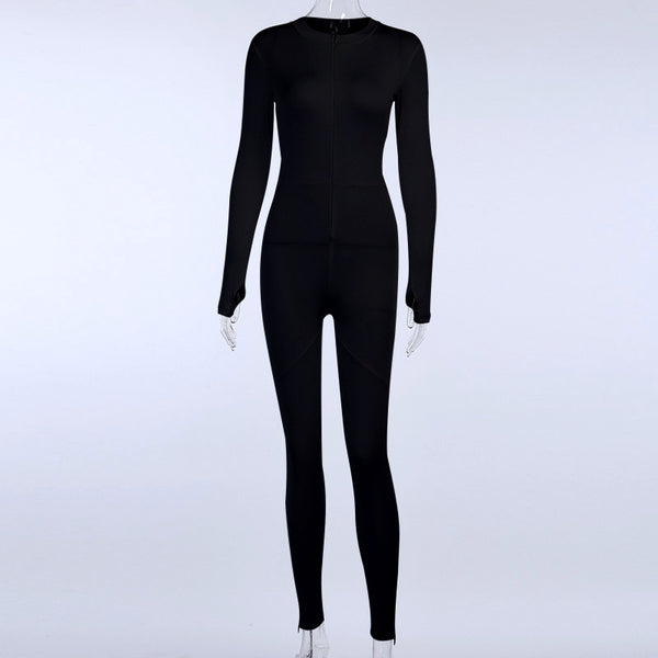 Jumpsuit Deportivo de Cintura Alta con Cierre para Mujer - Primavera y Verano