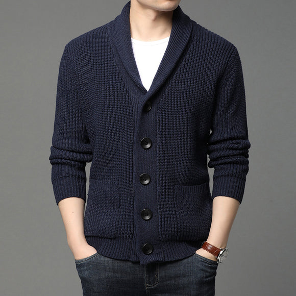 Cardigan Tejido para Hombre con Solapa Elegante