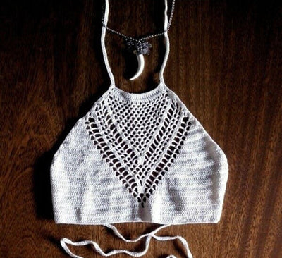 Bikini Tejido a Mano con Diseño Trenzado y Halter Envolvente - Image 10