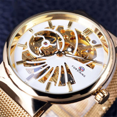 Reloj Mecánico Manual con Malla Tejida Impermeable - Image 12