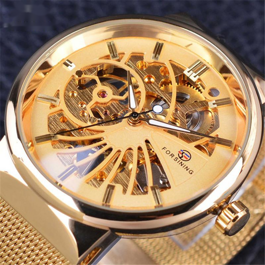Reloj Mecánico Manual con Malla Tejida Impermeable - Image 3