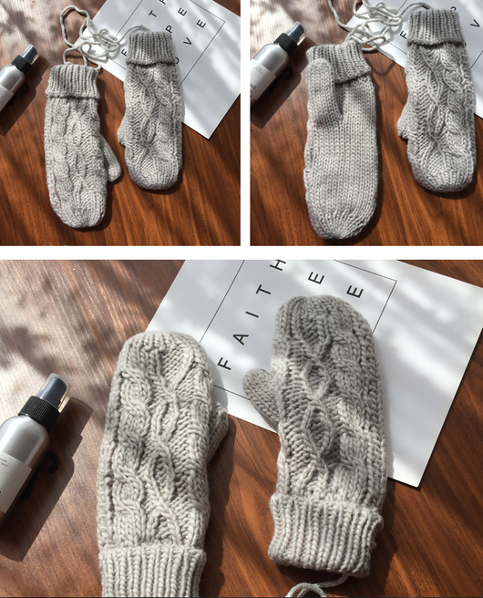 Guantes de Lana Tejidos Coreanos Doble Grosor con Cuelga al Cuello - Cálidos y Elegantes - Image 10