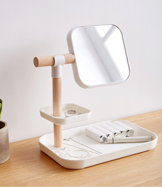 Organizador de Cosméticos de Escritorio con Espejo y Compartimentos para Maquillaje - Image 3