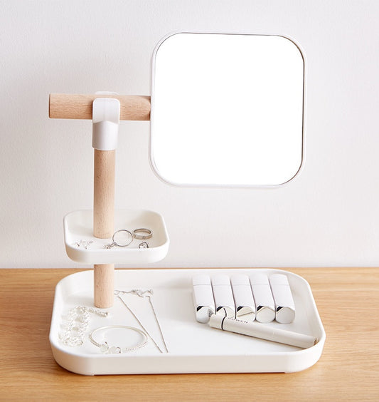 Organizador de Cosméticos de Escritorio con Espejo y Compartimentos para Maquillaje - Image 2
