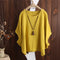 Camiseta Oversize de Algodón y Lino con Mangas Caídas Talla Grande
