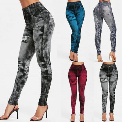 Leggings Denim Rotos sin Costuras con Efecto Corset - Image 12