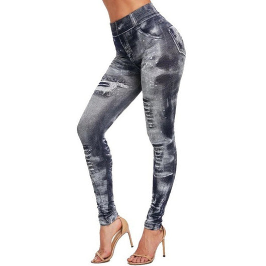 Leggings Denim Rotos sin Costuras con Efecto Corset - Image 3