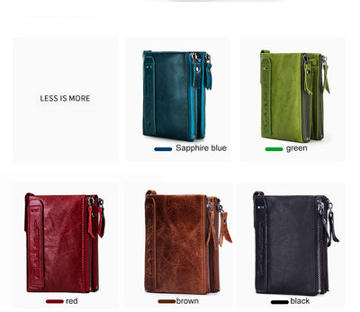 Billetera Corta para Hombre Black Angel Cuero Crazy Horse Doble Cierre - Image 17
