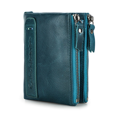 Billetera Corta para Hombre Black Angel Cuero Crazy Horse Doble Cierre - Image 3