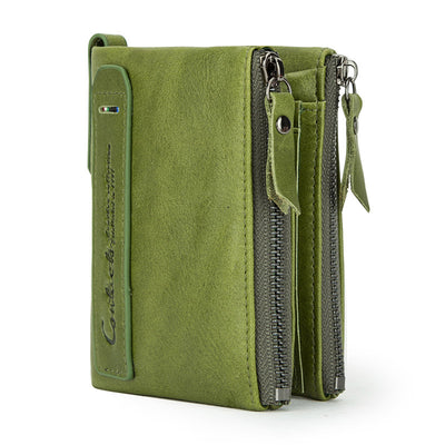 Billetera Corta para Hombre Black Angel Cuero Crazy Horse Doble Cierre - Image 2