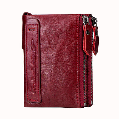 Billetera Corta para Hombre Black Angel Cuero Crazy Horse Doble Cierre - Image 4