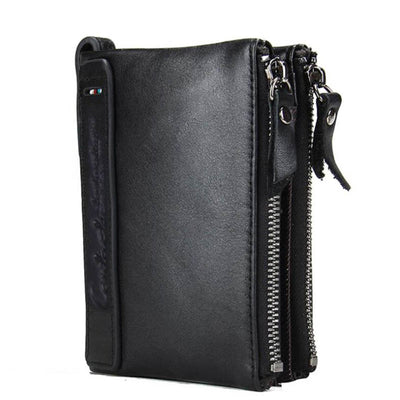 Billetera Corta para Hombre Black Angel Cuero Crazy Horse Doble Cierre - Image 5