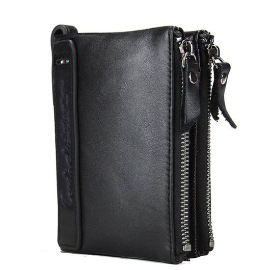 Billetera Corta para Hombre Black Angel Cuero Crazy Horse Doble Cierre - Image 5