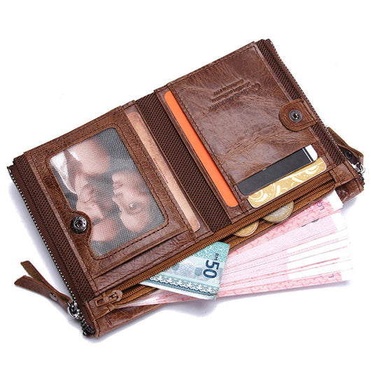 Billetera Corta para Hombre Black Angel Cuero Crazy Horse Doble Cierre - Image 8