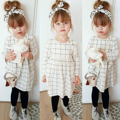Conjunto de Falda Escocesa de Manga Larga con Diadema para Niña - Image 6