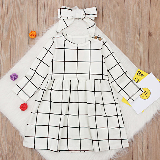 Conjunto de Falda Escocesa de Manga Larga con Diadema para Niña - Image 11