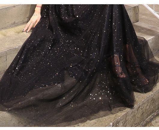 Vestido de Noche Largo Negro Escote V Elegante con Lentejuelas para Fiesta - Image 13