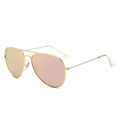 Gold-framed aviator sunglasses with pink mirrored lenses on a white background. - Image 10