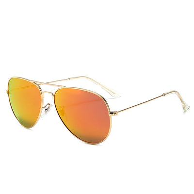 Gold-framed aviator sunglasses with pink mirrored lenses on a white background. - Image 9