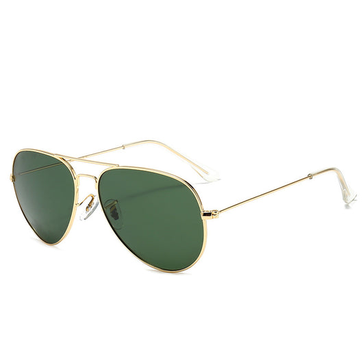 Gold-framed aviator sunglasses with pink mirrored lenses on a white background. - Image 3
