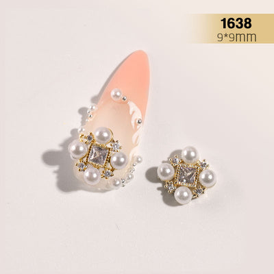 Anillo de Uñas con Cadena de Perlas y Diamantes de Imitación Plateado - Image 5