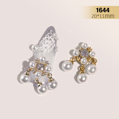 Anillo de Uñas con Cadena de Perlas y Diamantes de Imitación Plateado - Image 7