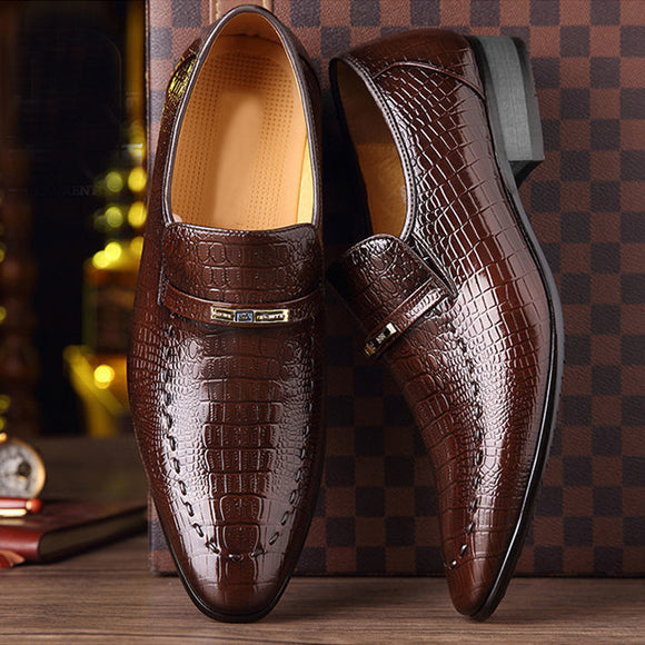 Zapatos de Cuero para Hombre Ov Shoes 3195 - Diseño Cocodrilo Talla Grande Casual