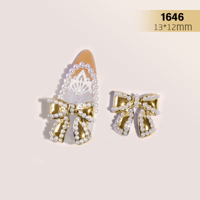 Anillo de Uñas con Cadena de Perlas y Diamantes de Imitación Plateado - Image 13