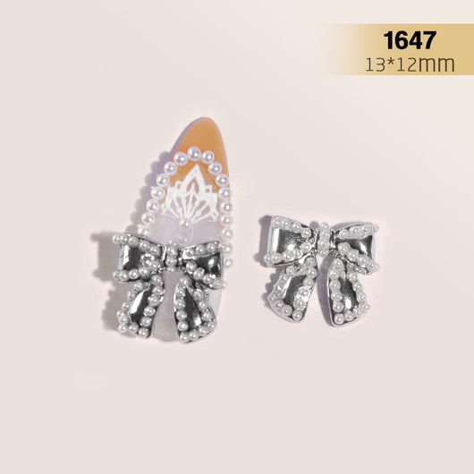 Anillo de Uñas con Cadena de Perlas y Diamantes de Imitación Plateado - Image 16