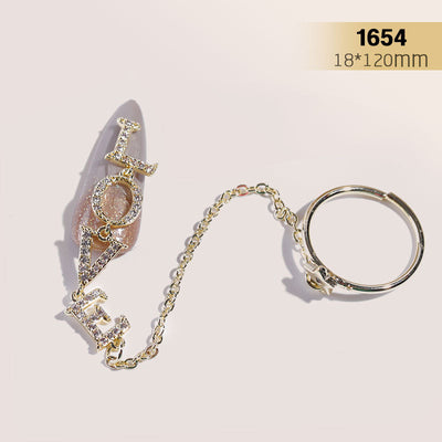 Anillo de Uñas con Cadena de Perlas y Diamantes de Imitación Plateado - Image 17