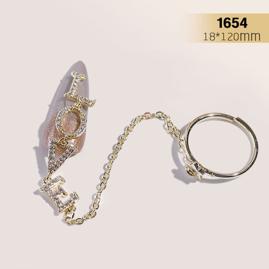 Anillo de Uñas con Cadena de Perlas y Diamantes de Imitación Plateado - Image 17