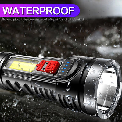 Linterna Recargable USB con Indicador de Batería y Luz Lateral para Camping y Pesca - Image 24